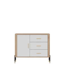 Kumode DANTE DT03, Ozols cremona/Balts matēts/Zelts